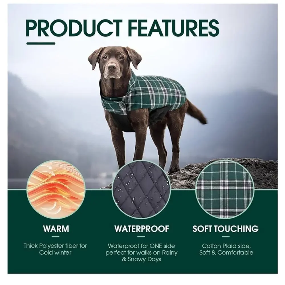 Reversible Quilted and Plaid Dog Jacket Size Medium NWT Flannel